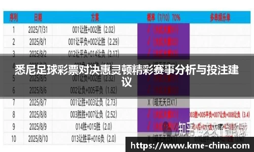 悉尼足球彩票对决惠灵顿精彩赛事分析与投注建议